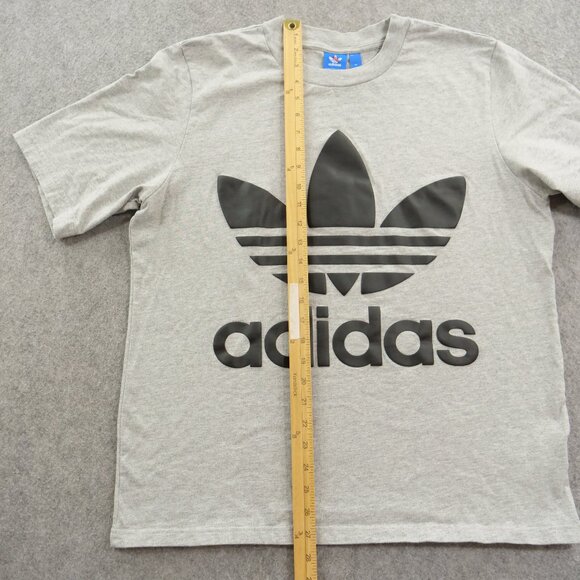 Adidas Shirt Mens Medium Gray Graphic Print Crew Neck Short Sleeve Active Gym - Picture 9 of 15